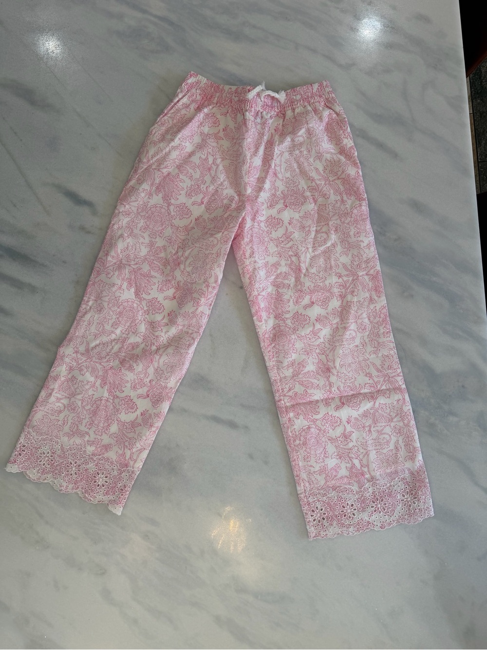 Brand NEW… kid Roller Rabbit Pink Floral Pajama Pants with Lace Hem
